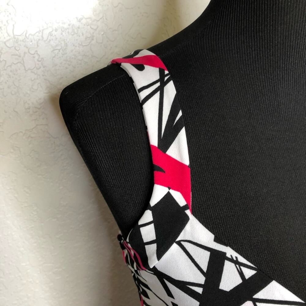 Joseph Ribkoff white black pink splatter stripe graphic midi dress size 10 - Picture 6 of 15
